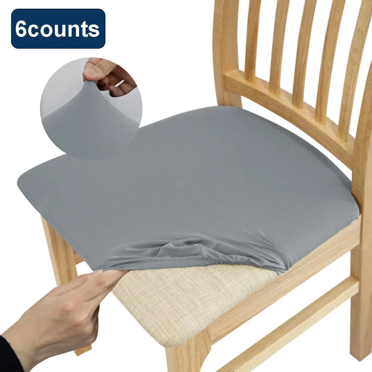 Solid Color Chair Cushion Cover, 6 Counts Chair Seat Protector, Chair Seat Cover for Home Kitchen Dining Room, Stretch Chair Slipcovers