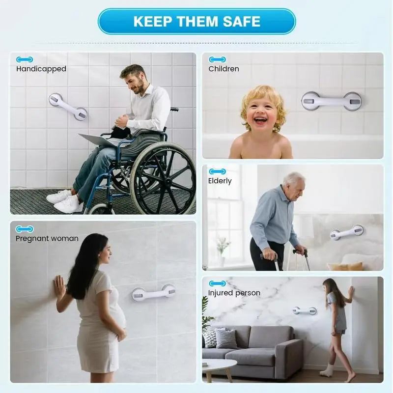 Shower Grab Bar with Suction Cups for Bathroom & Shower, Removable and Easy to Install, Strong Suction, Safe and Reliable, Especially Suitable for Elderly and Children