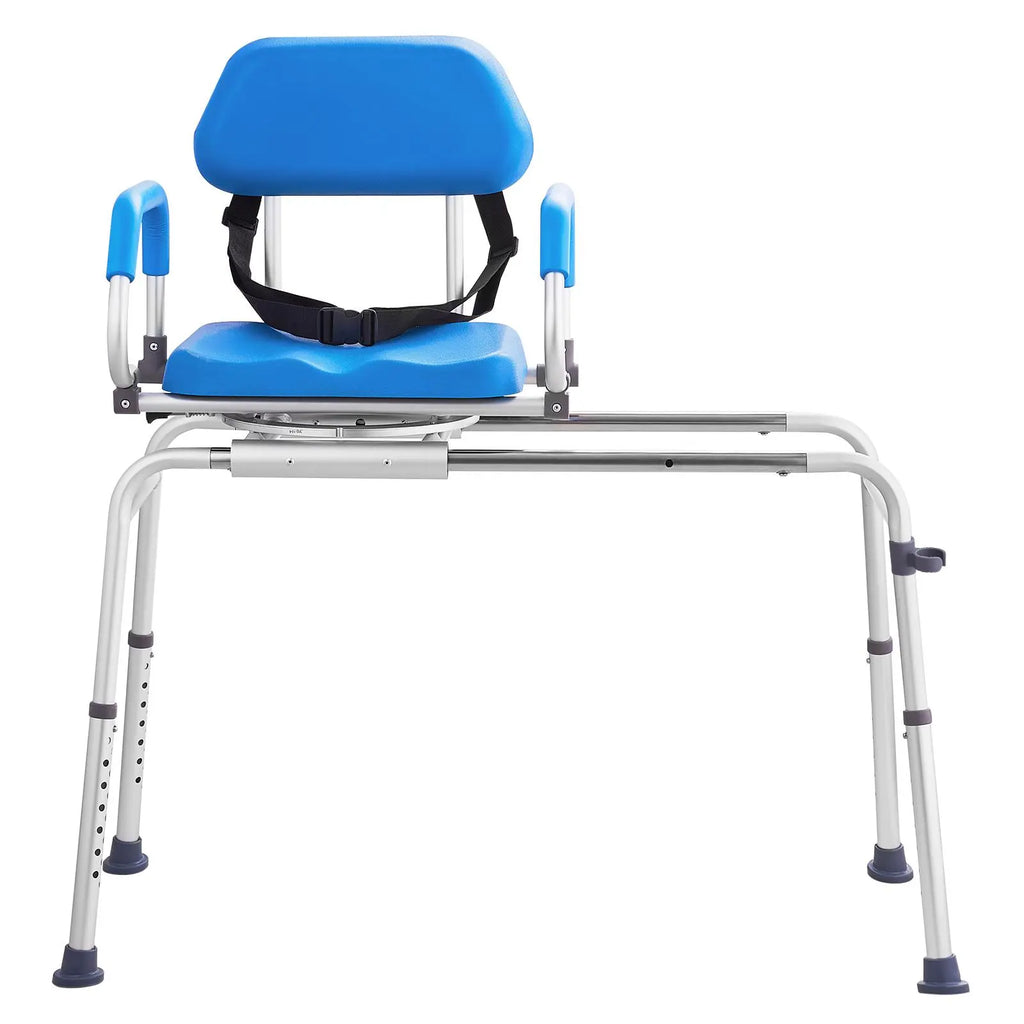 VEVOR Sliding Tub Transfer Bench with 360 Degree Swivel Seat, Summervibes,Summervibes, Sliding Shower Chair with Pivoting Armrest & Padded Seat and Safety Belt, Height Adjustable Bath Chair for Elderly Disabled 330LBS