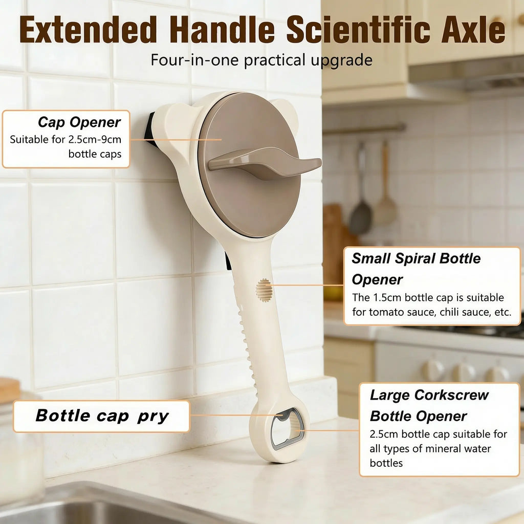 Upgraded 4-In-1 Jar & Bottle Opener with Magnetic Stainless Steel Can Opener – Adjustable Grip (1-3.5"), Extra-Long Ergonomic Handle for Easy Opening – Ideal for Seniors & Weak Hands, Kitchen, Utensils, Jar Opener, Multi-Function