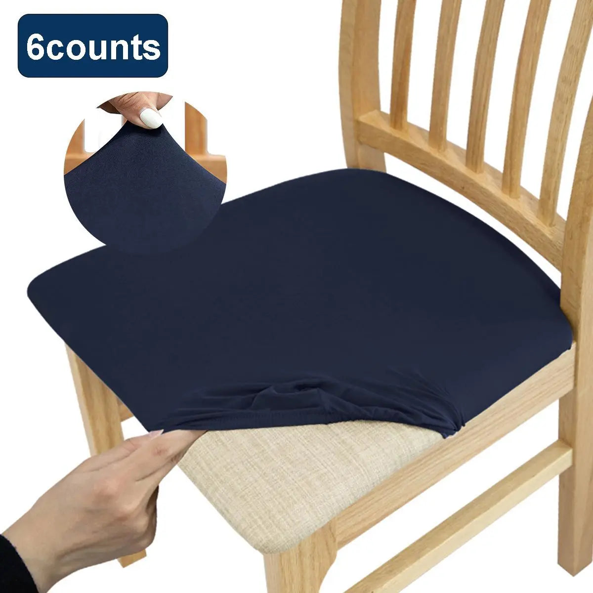 Solid Color Chair Cushion Cover, 6 Counts Chair Seat Protector, Chair Seat Cover for Home Kitchen Dining Room, Stretch Chair Slipcovers