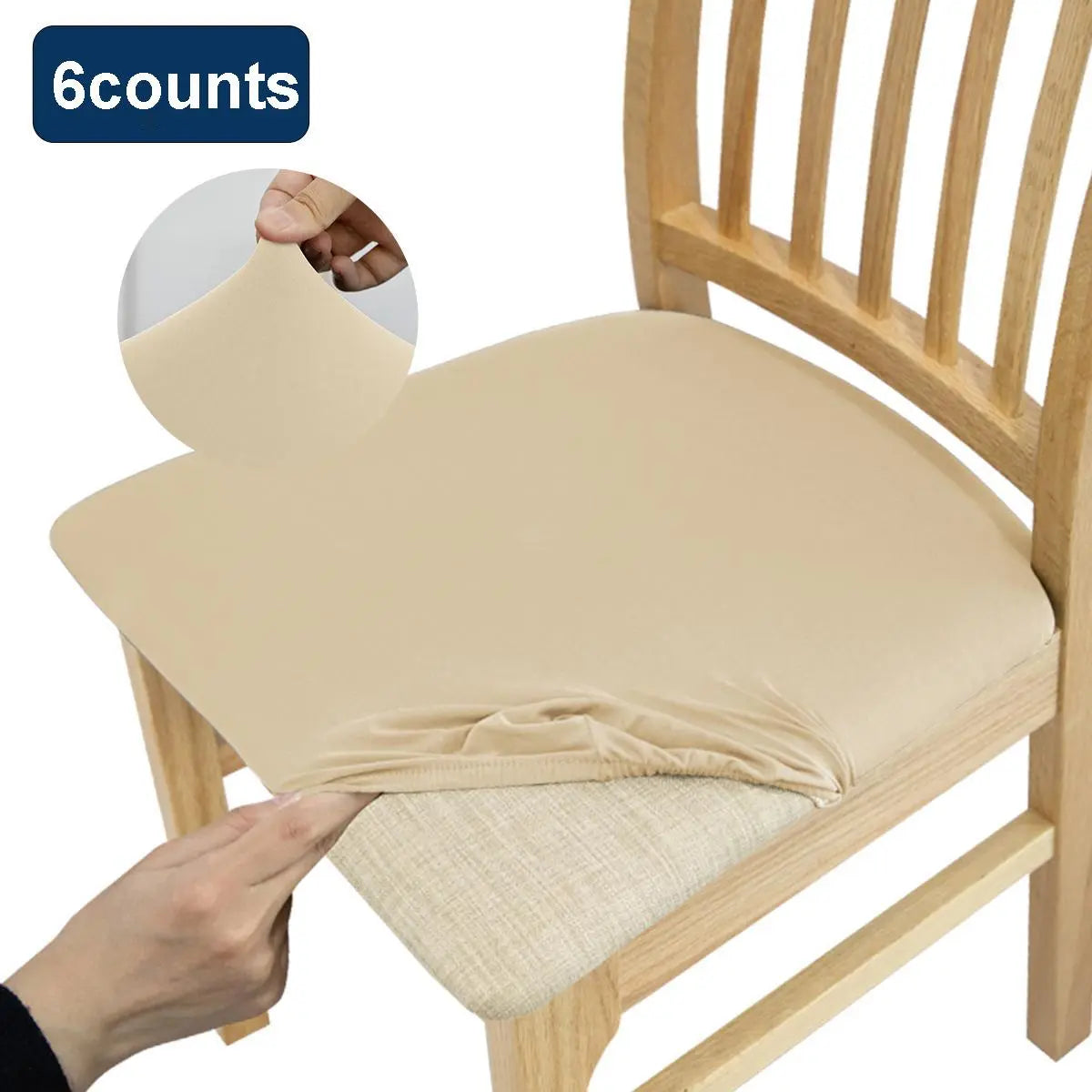 Solid Color Chair Cushion Cover, 6 Counts Chair Seat Protector, Chair Seat Cover for Home Kitchen Dining Room, Stretch Chair Slipcovers