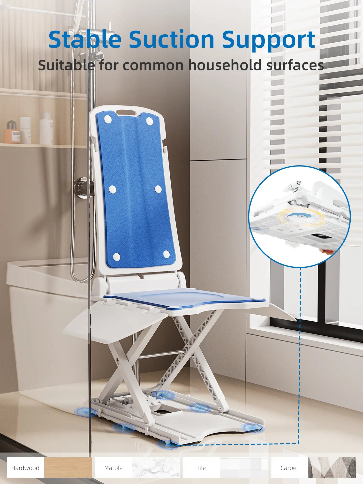 Electric Chair Lift - Floor Lift for Elderly Falls, Support up to 308 LB, IPX8 Waterproof Bath Lift, Foldable & Wireless Rechargeable Design, Quick-Rise Assist for Elderly & Disabled