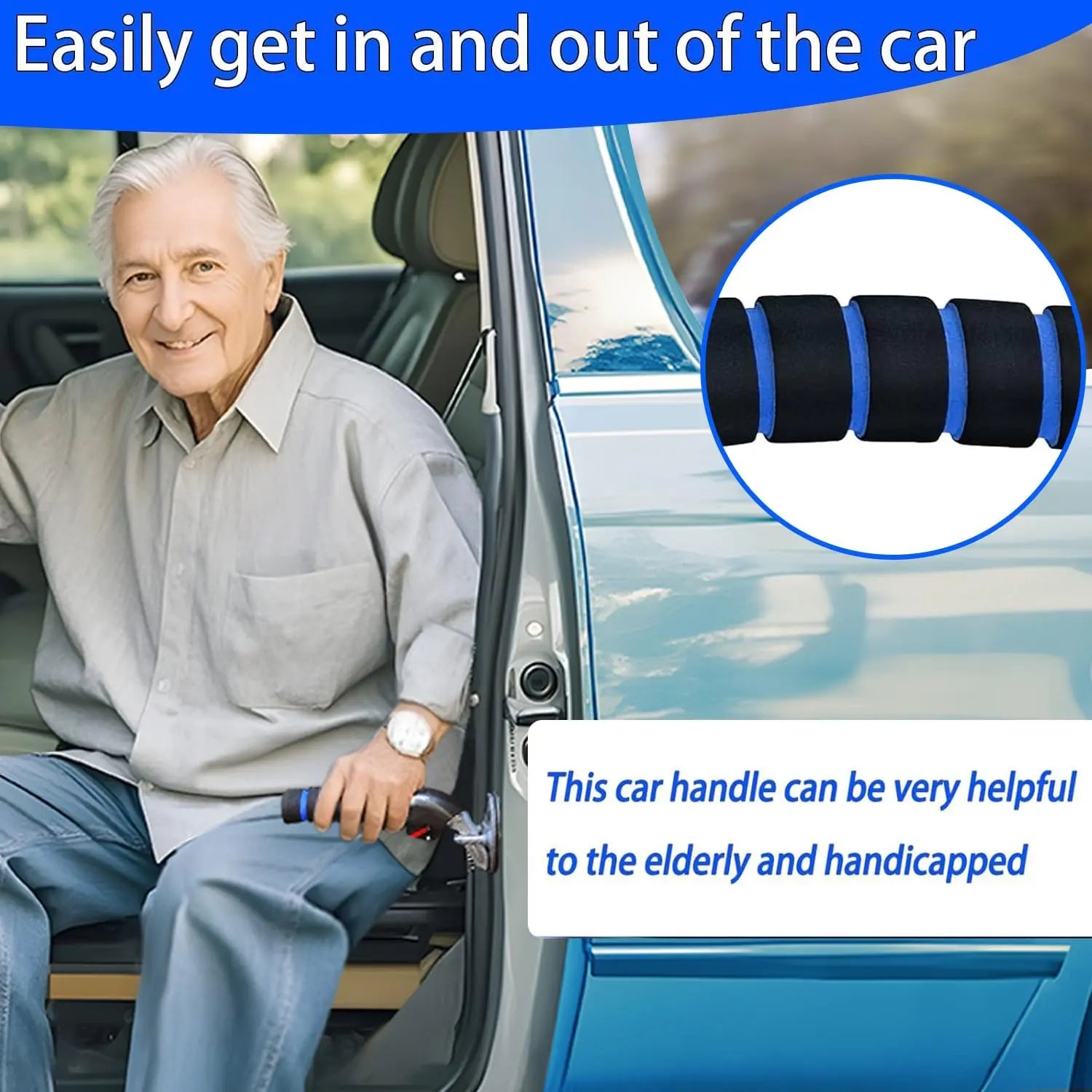 Elderly Car Assist Handle – Car Door Latch Support Tool for Seniors & Escape Tools(Blue)