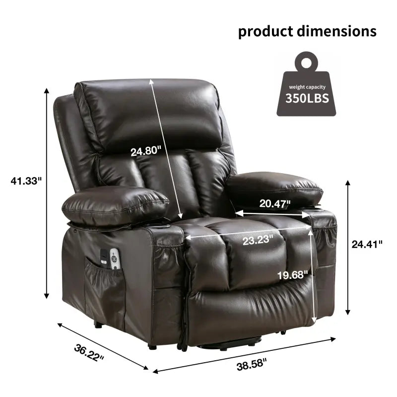 Power Lift Recliner Chair with Massage & Heat for Elderly - Large Electric Lift Chair with USB Port, Cup Holders, Side Pockets - Living Room Bedroom Single Sofa