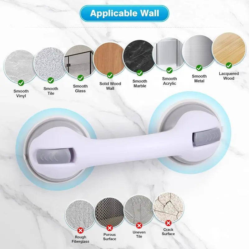 Shower Grab Bar with Suction Cups for Bathroom & Shower, Removable and Easy to Install, Strong Suction, Safe and Reliable, Especially Suitable for Elderly and Children