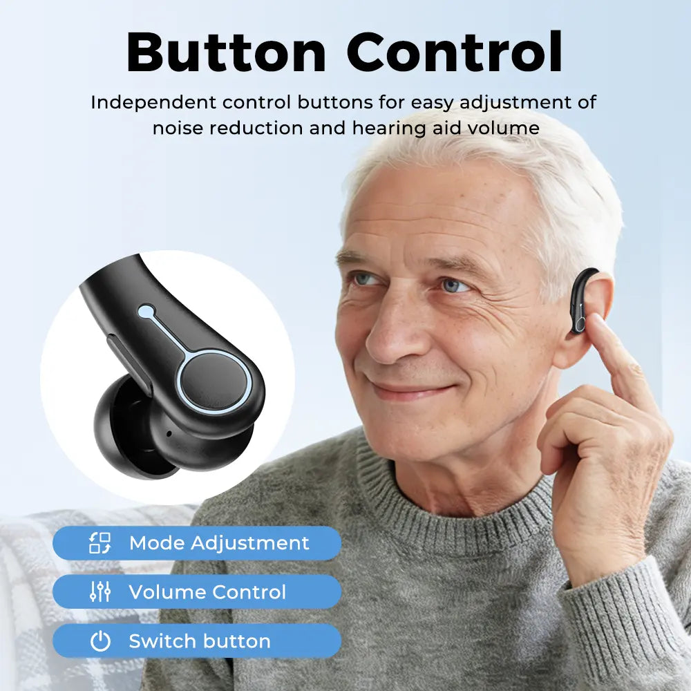 VOULAO Hearing Aids Wireless Earbuds, in Ear Hearing Aids, in Ear Bluetooth Headphones, for Elderly, with Digital Display Charging Case, over 48 Hours of Battery Life, Compatible with Ios/Android