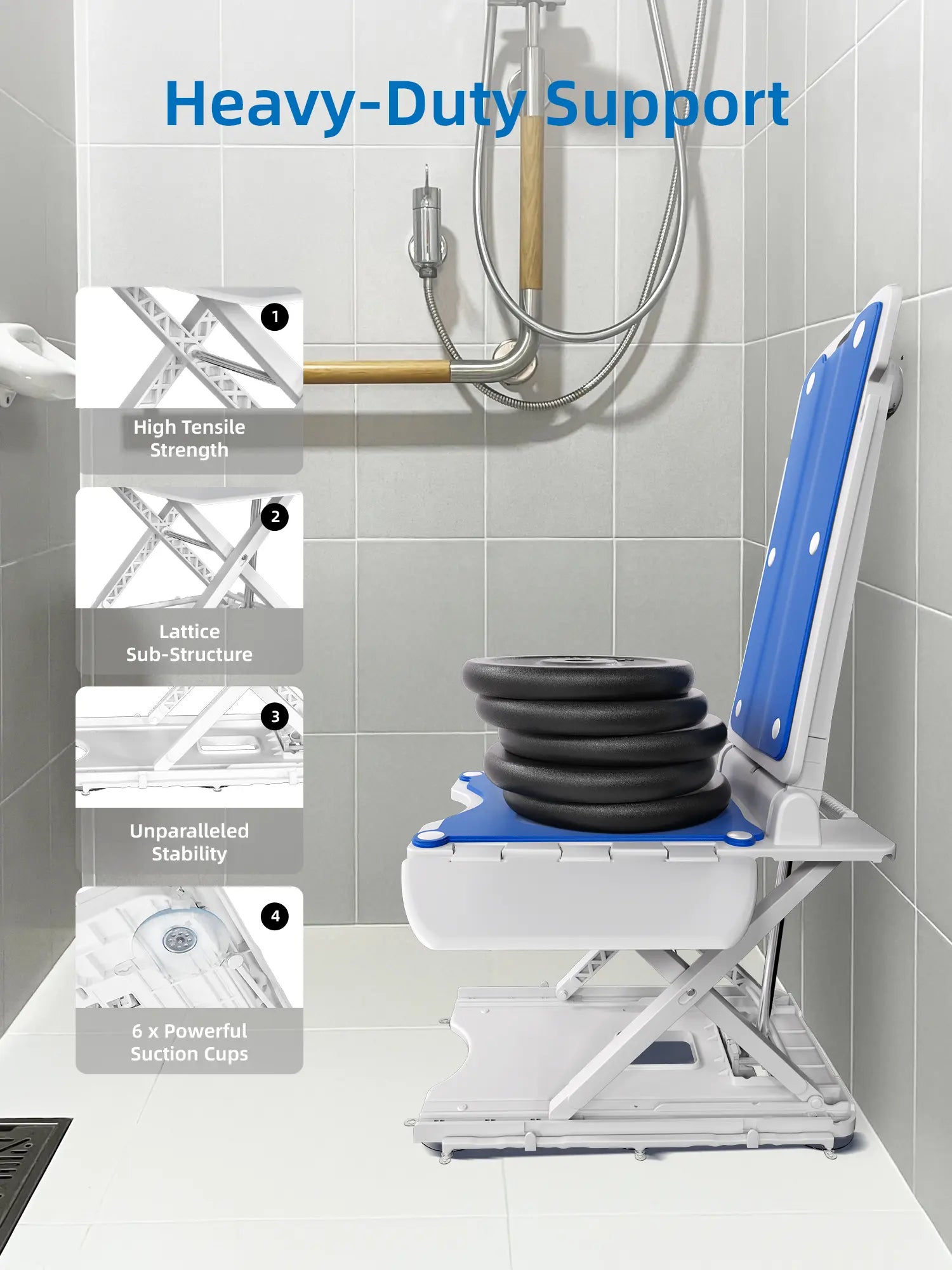 Electric Chair Lift - Floor Lift for Elderly Falls, Support up to 308 LB, IPX8 Waterproof Bath Lift, Foldable & Wireless Rechargeable Design, Quick-Rise Assist for Elderly & Disabled