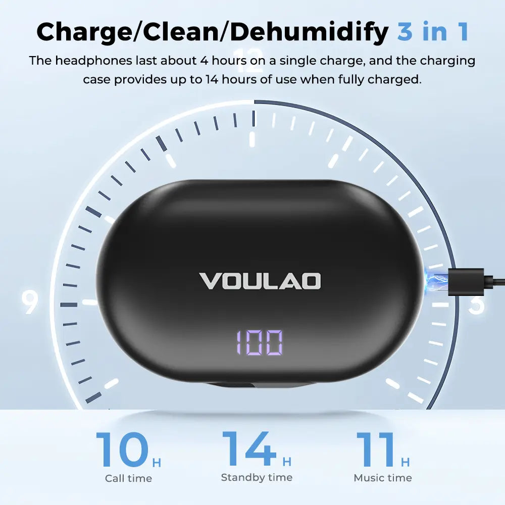 VOULAO Hearing Aids Wireless Earbuds, in Ear Hearing Aids, in Ear Bluetooth Headphones, for Elderly, with Digital Display Charging Case, over 48 Hours of Battery Life, Compatible with Ios/Android