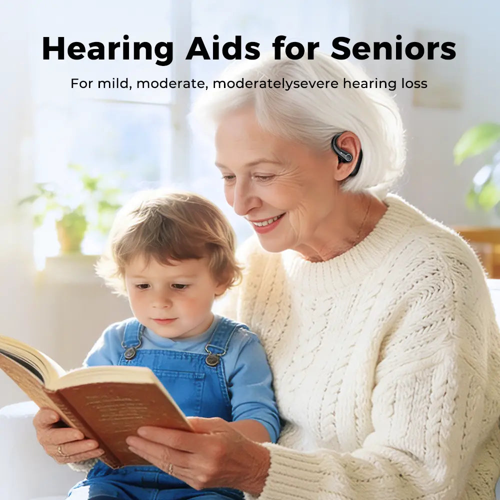VOULAO Hearing Aids Wireless Earbuds, in Ear Hearing Aids, in Ear Bluetooth Headphones, for Elderly, with Digital Display Charging Case, over 48 Hours of Battery Life, Compatible with Ios/Android
