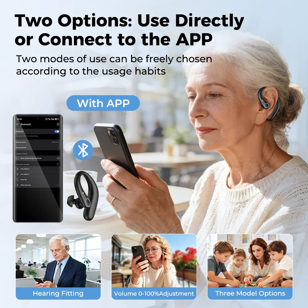 VOULAO Hearing Aids Wireless Earbuds, in Ear Hearing Aids, in Ear Bluetooth Headphones, for Elderly, with Digital Display Charging Case, over 48 Hours of Battery Life, Compatible with Ios/Android