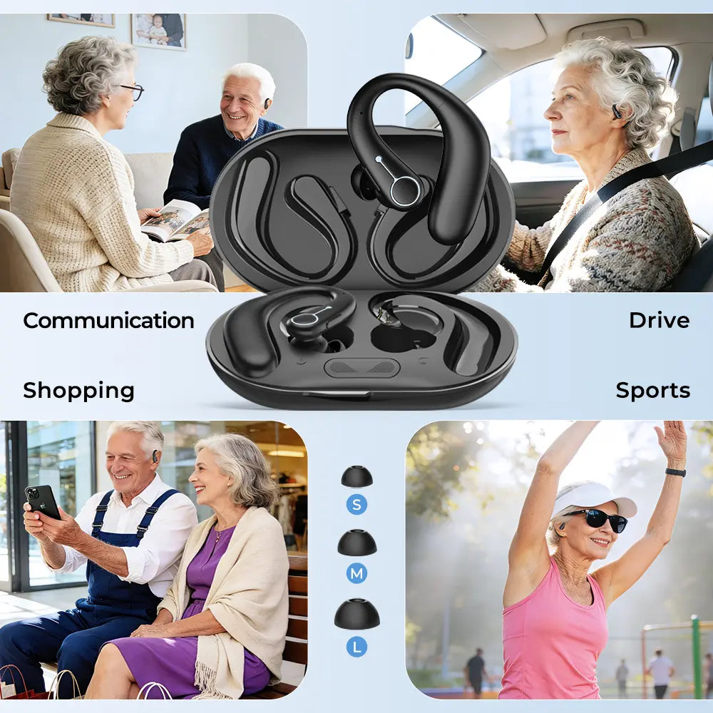 VOULAO Hearing Aids Wireless Earbuds, in Ear Hearing Aids, in Ear Bluetooth Headphones, for Elderly, with Digital Display Charging Case, over 48 Hours of Battery Life, Compatible with Ios/Android