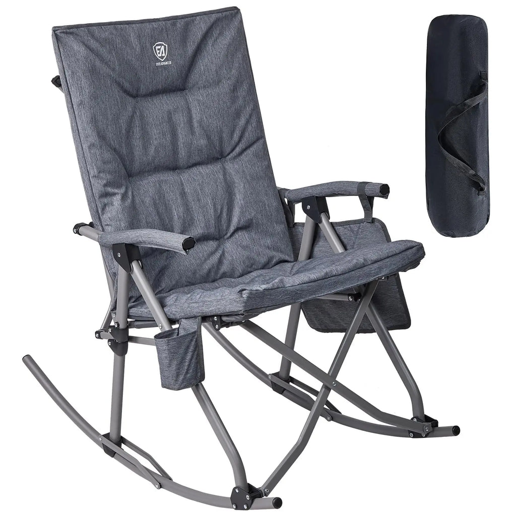 Padded Portable Camp Chair for Parents, EVER ADVANCED Adjustable Folding Lounger for Patio, Lawn and Outdoor, Oversized Rocking Chair, Support 400LBS