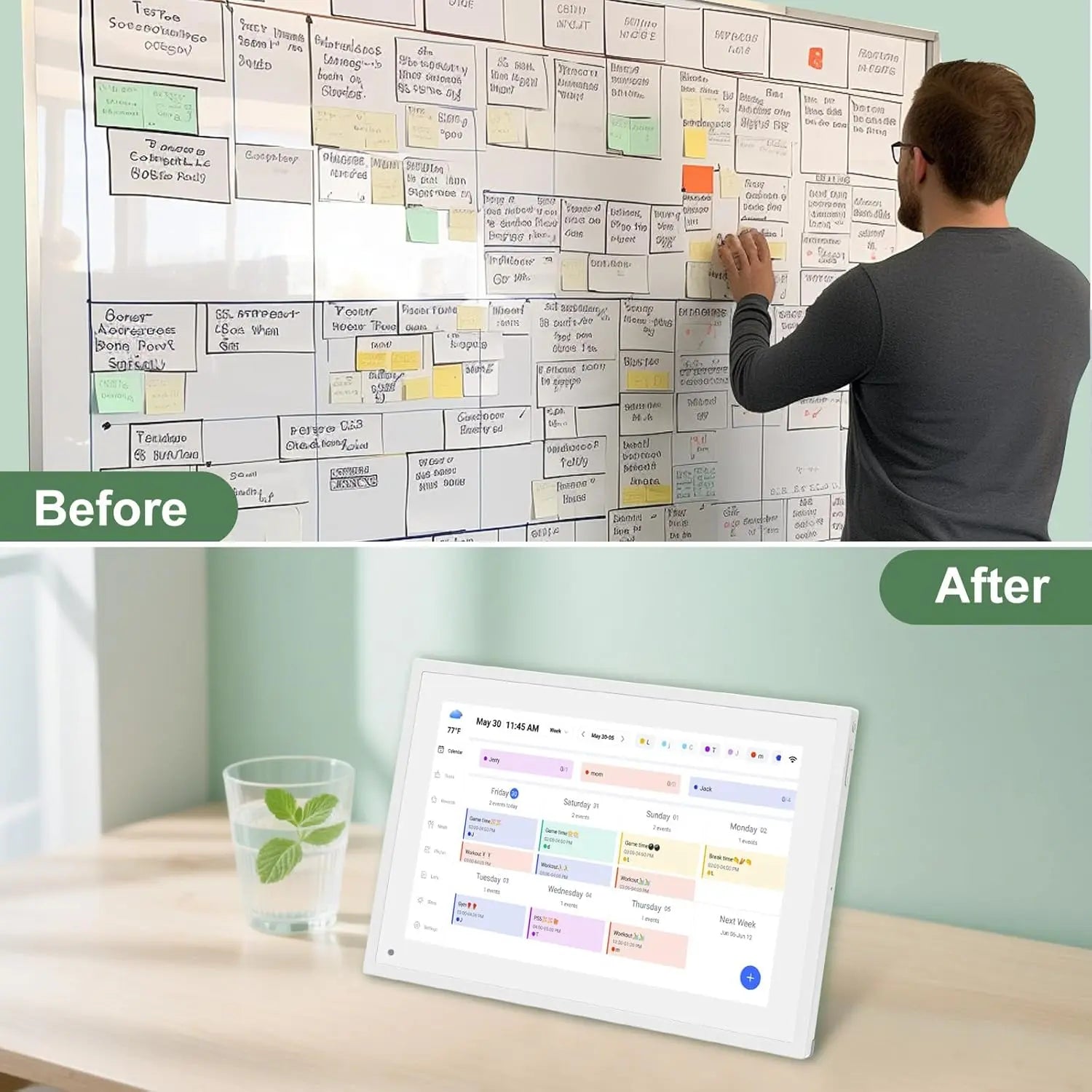10.1 Inch Smart Digital Calendar with Chore Charts, Family Schedules & Meal Planner, Featuring HD Touchscreen, Auto-Rotate Display, Built-In Digital Picture Frame and Free App Photo/Video Sharing