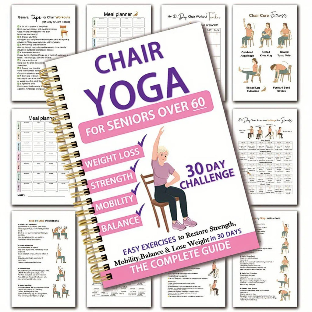 Senior Fitness Chair Exercise Book, Yoga Coiledrope Workout Guide, Elderly Health & Wellnesstraining Manual, Home Gym Equipment Accessory
