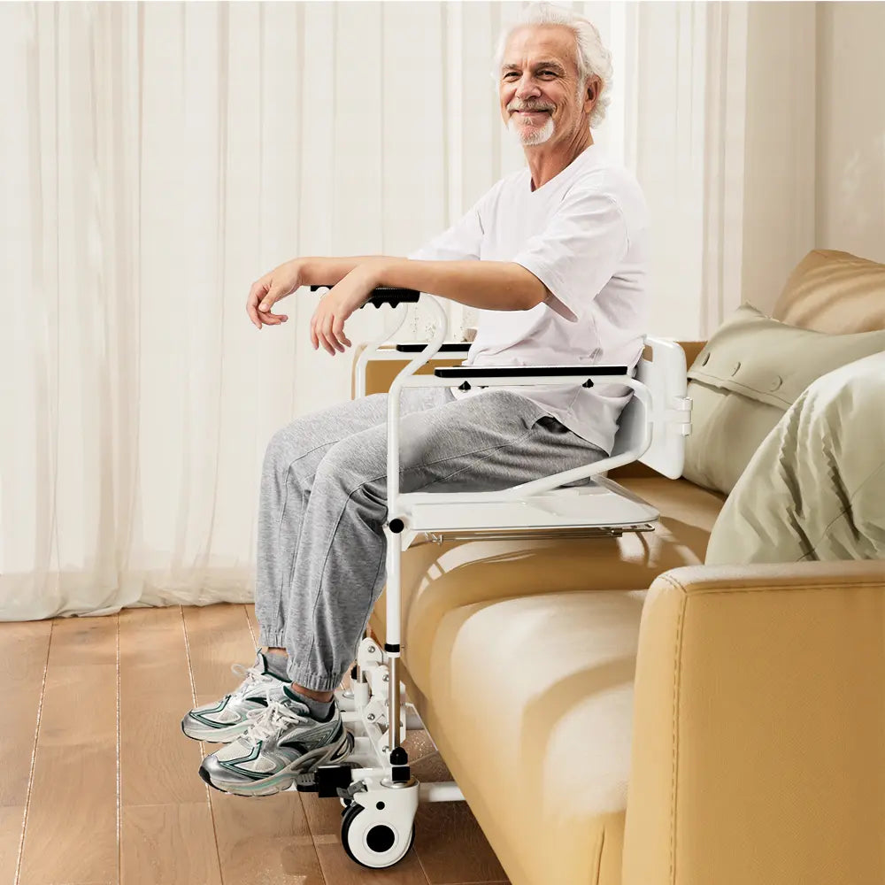 3-In-1 Multifunction Rolling Seat Wheeled Mobile Toilet Commode Shower Chair, Shower&Toilet Helper with Wheels for Home Use