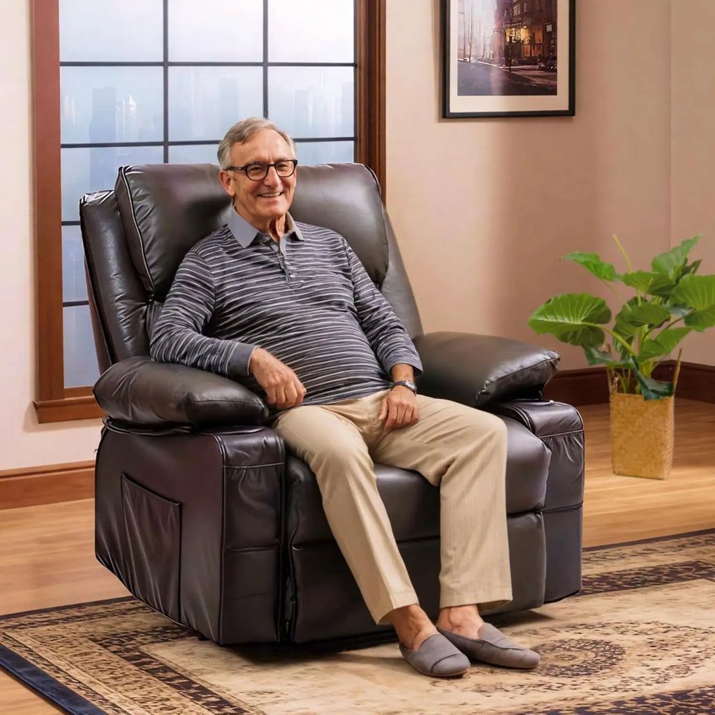 Power Lift Recliner Chair with Massage & Heat for Elderly - Large Electric Lift Chair with USB Port, Cup Holders, Side Pockets - Living Room Bedroom Single Sofa