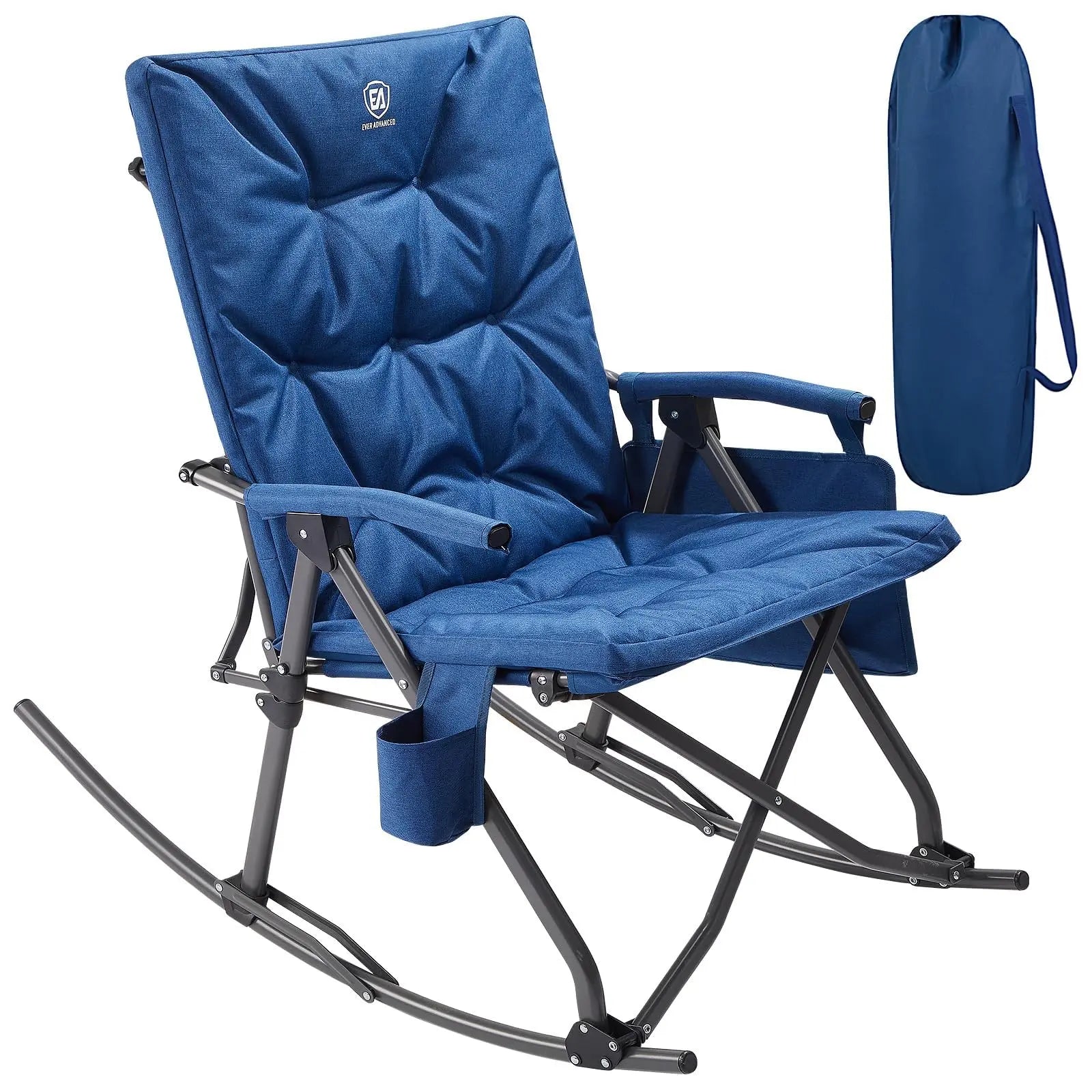 Padded Portable Camp Chair for Parents, EVER ADVANCED Adjustable Folding Lounger for Patio, Lawn and Outdoor, Oversized Rocking Chair, Support 400LBS