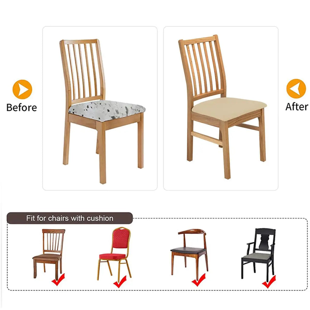 Solid Color Chair Cushion Cover, 6 Counts Chair Seat Protector, Chair Seat Cover for Home Kitchen Dining Room, Stretch Chair Slipcovers