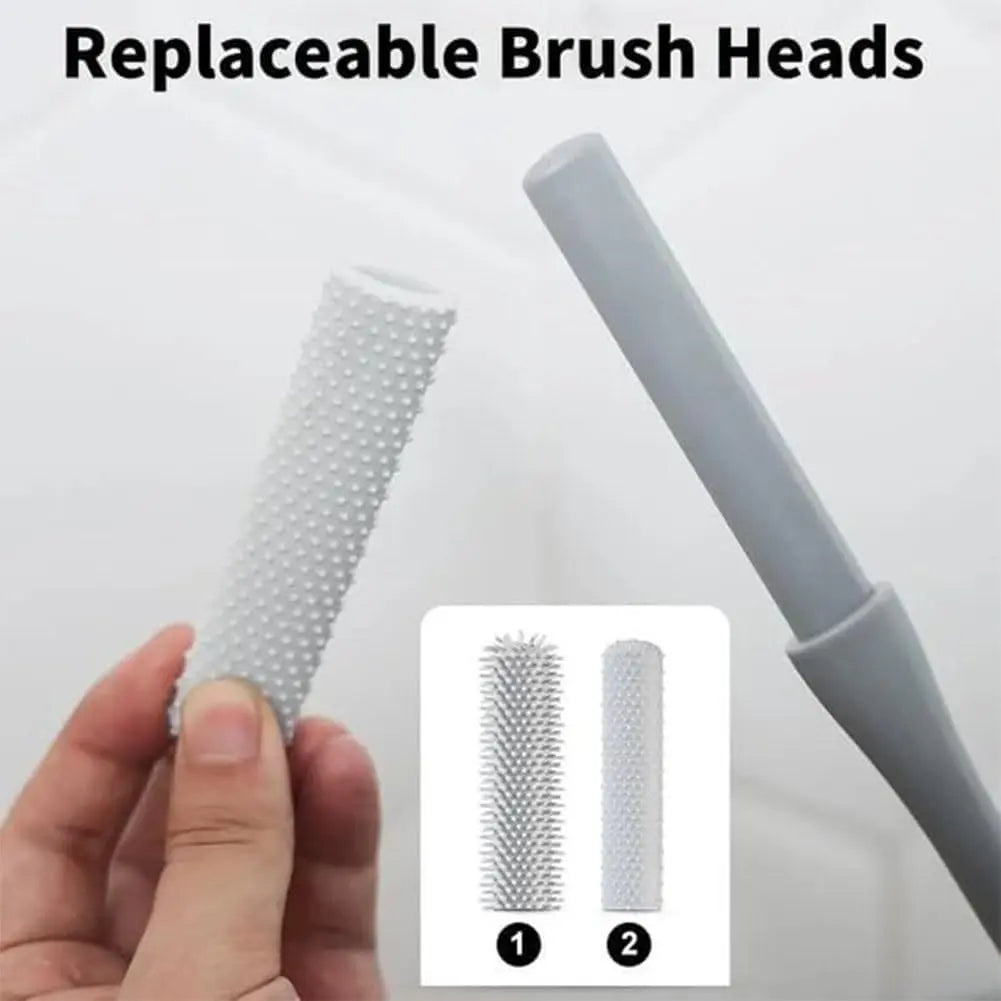 Set of 2 Silicone Foot Scrubber, 15.7" Toe Cleaning Brush in Shower with Long Handle Cleaning Bath Foot Brush for Shower Gentle Foot Exfoliating Lotion Applicator for Seniors, Elderly, Men and Women (Grey) Pink Personal