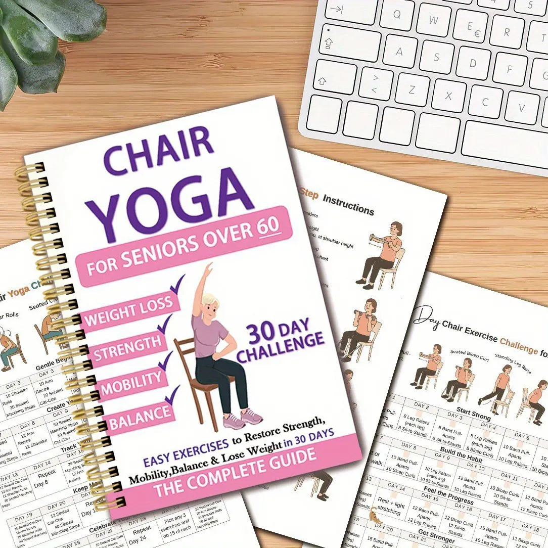Senior Fitness Chair Exercise Book, Yoga Coiledrope Workout Guide, Elderly Health & Wellnesstraining Manual, Home Gym Equipment Accessory