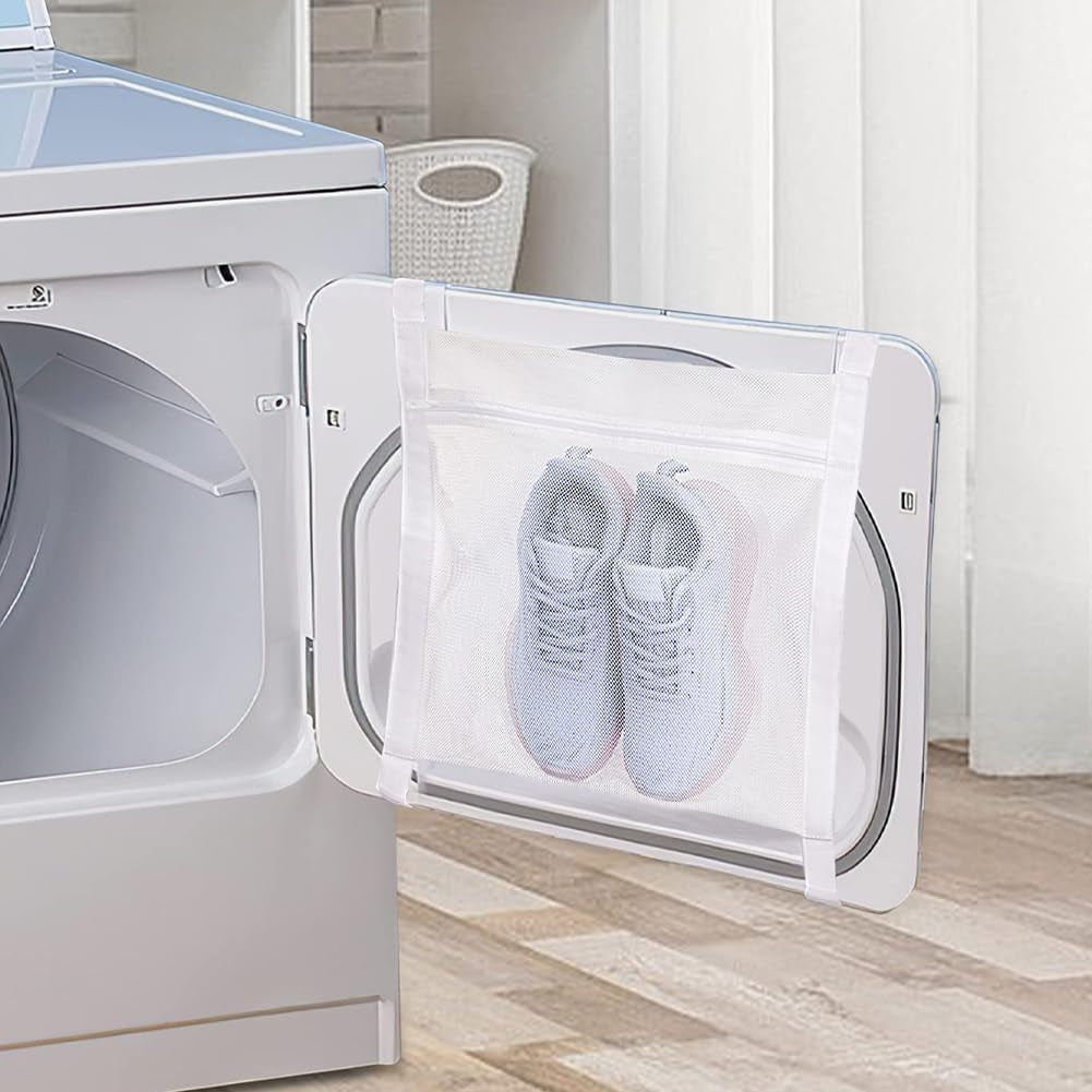 Shoe Drying Bag, Reusable Sneaker Drying Mesh Bags, Laundry Bag for Dryings Shoes, with Zipper Strap for Washing Machine, Shoes, Clothing, for Most Dryers Door(Color:White)