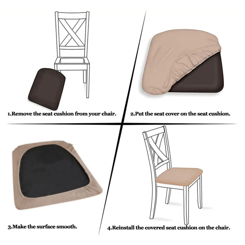 Solid Color Chair Cushion Cover, 6 Counts Chair Seat Protector, Chair Seat Cover for Home Kitchen Dining Room, Stretch Chair Slipcovers