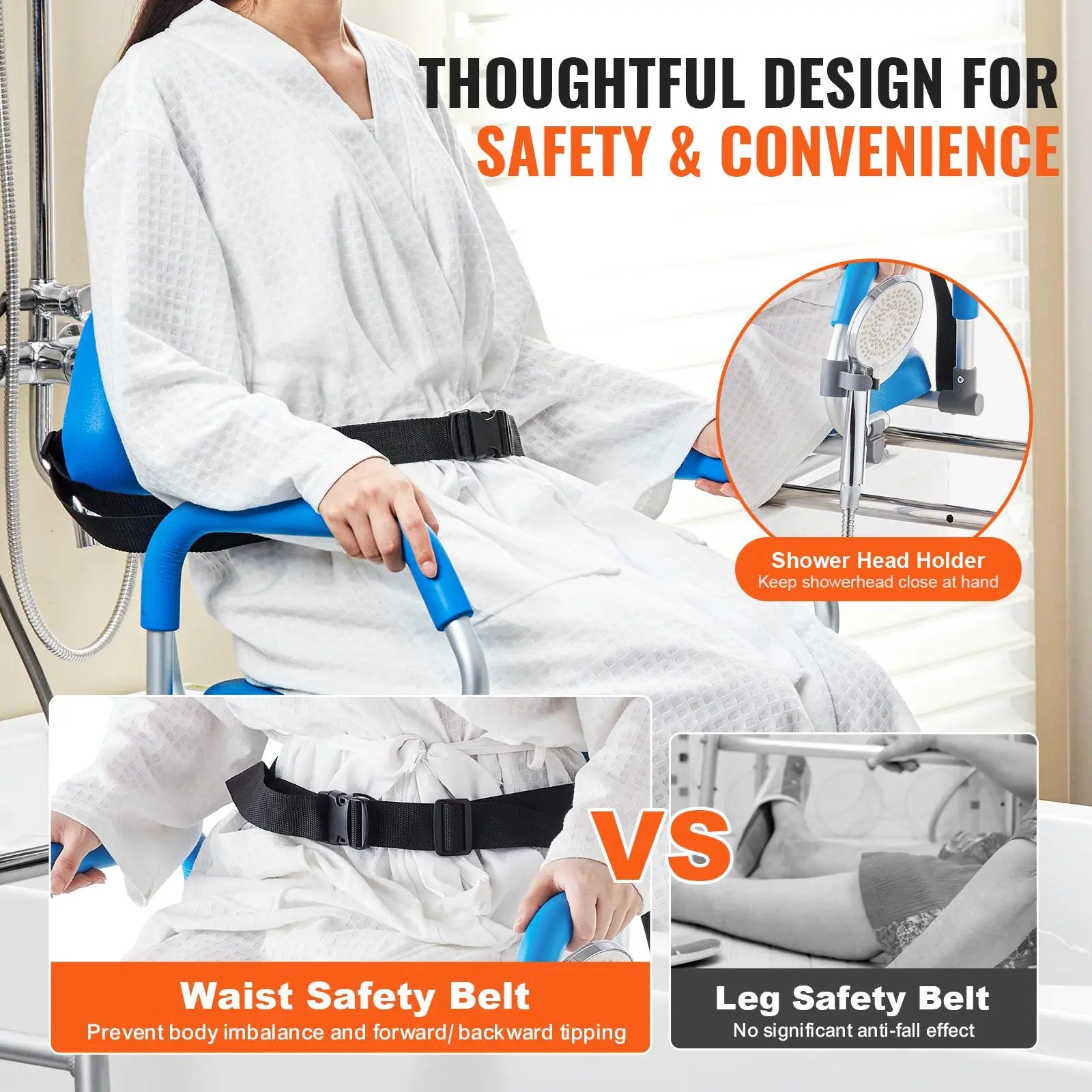 VEVOR Sliding Tub Transfer Bench with 360 Degree Swivel Seat, Summervibes,Summervibes, Sliding Shower Chair with Pivoting Armrest & Padded Seat and Safety Belt, Height Adjustable Bath Chair for Elderly Disabled 330LBS