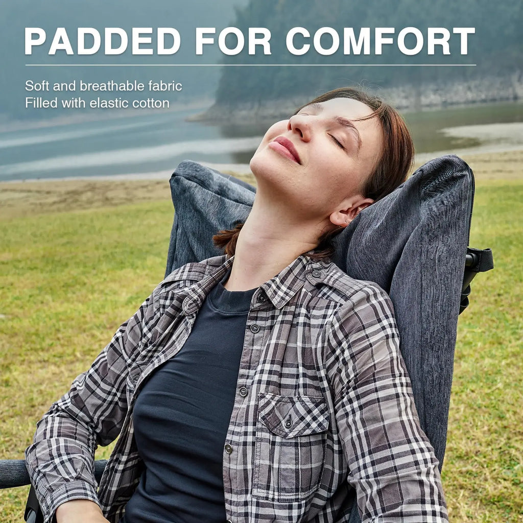 Padded Portable Camp Chair for Parents, EVER ADVANCED Adjustable Folding Lounger for Patio, Lawn and Outdoor, Oversized Rocking Chair, Support 400LBS