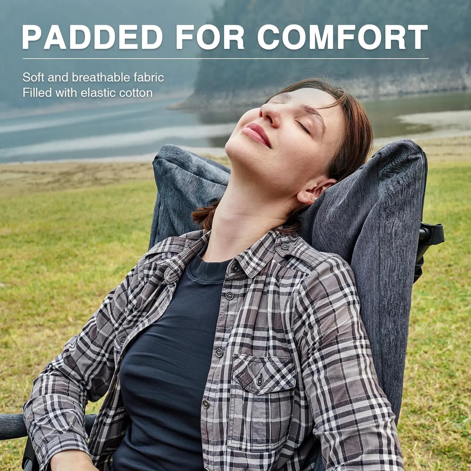 Padded Portable Camp Chair for Parents, EVER ADVANCED Adjustable Folding Lounger for Patio, Lawn and Outdoor, Oversized Rocking Chair, Support 400LBS